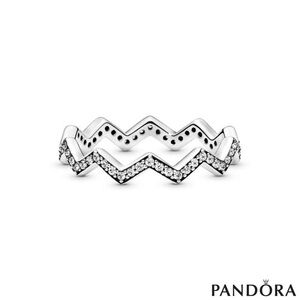 Pandora Shimmering Zigzag Ring - cubic zirconia Sterling Silver Size 7.5
